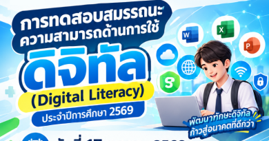 กำหนดการ การทดสอบความรู้ความสามารถด้านดิจิทัล ประจำปีการศึกษา 2569